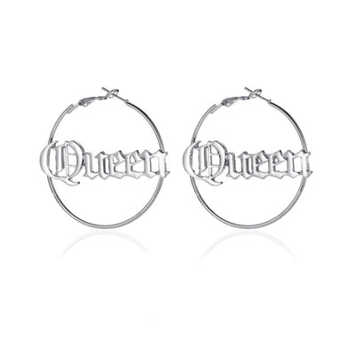 Queen hoop earrings