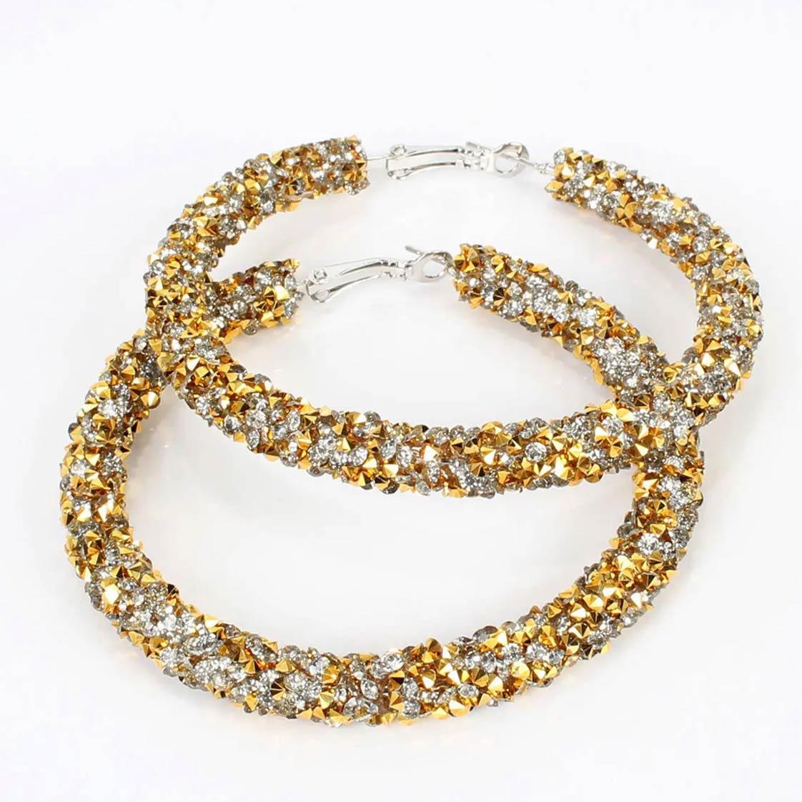 Sparkling Rhinestone Hoop Earrings