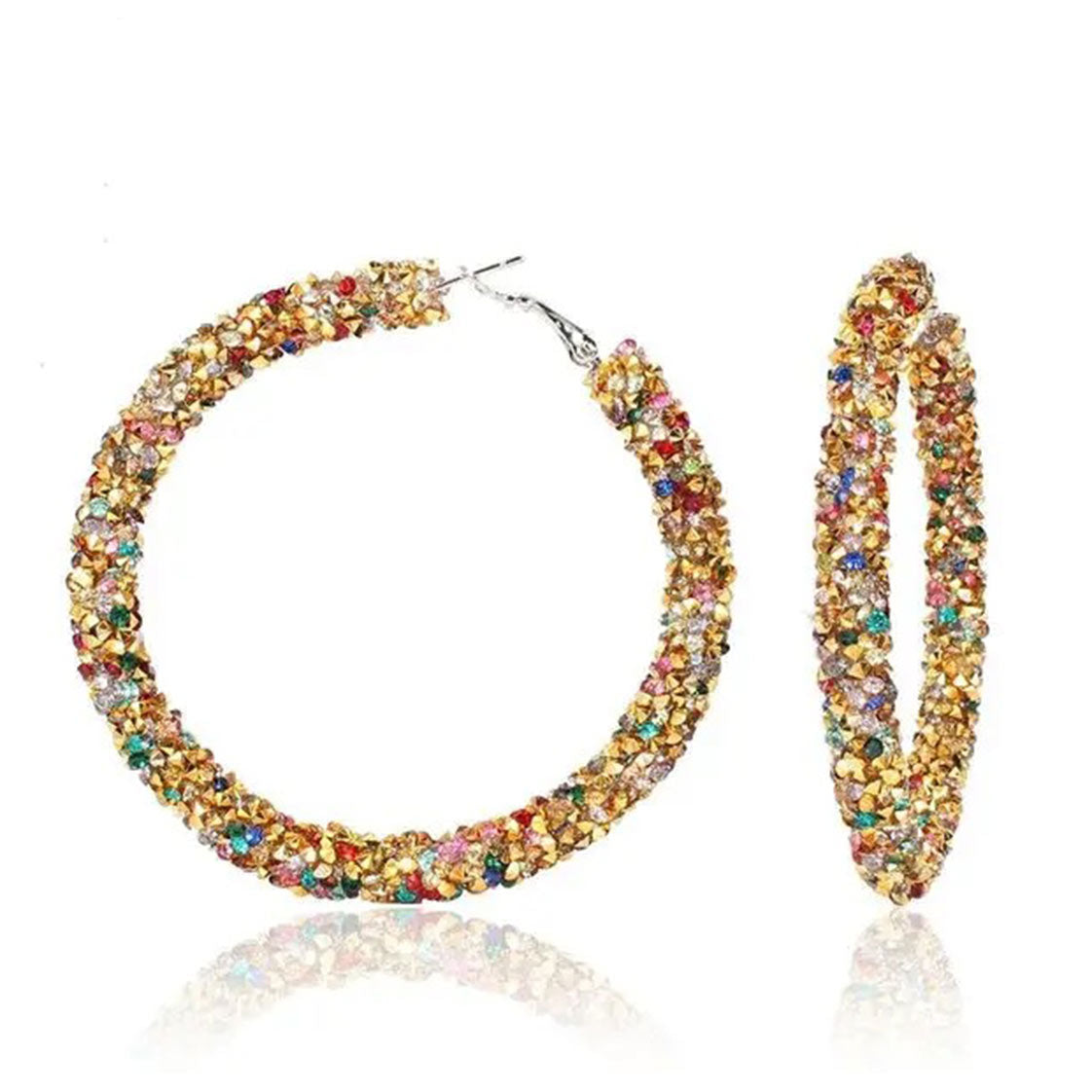 Sparkling Rhinestone Hoop Earrings