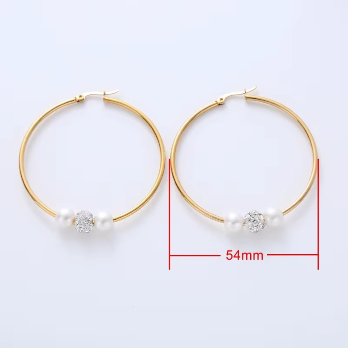 Gold Pearl Hoop Earrings