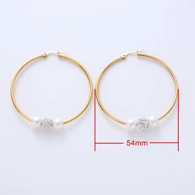 Gold Pearl Hoop Earrings