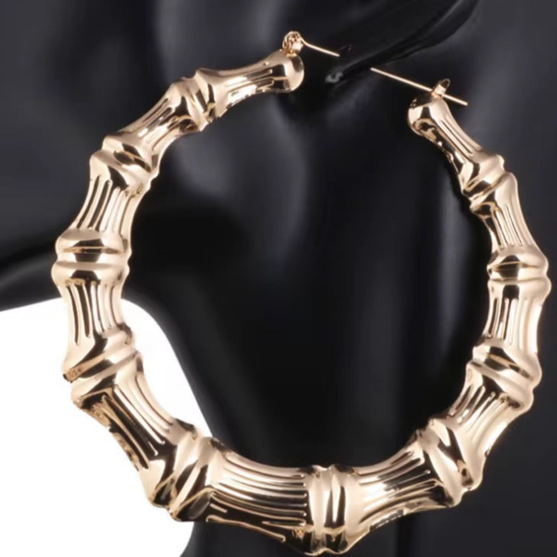 Gold Bamboo Hoop Earrings