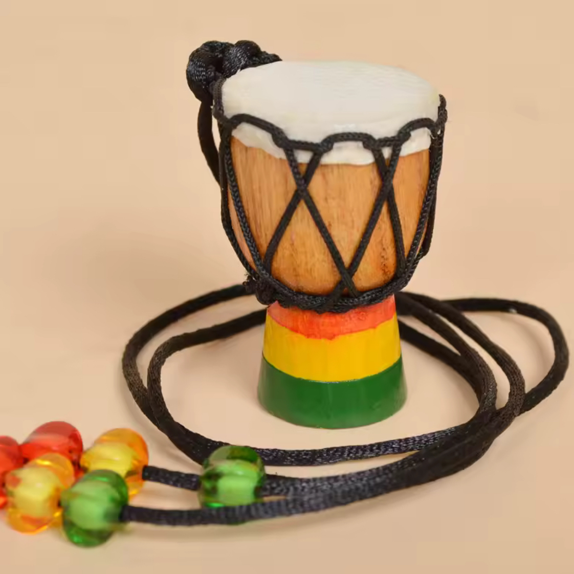 Handmade Wood Drum Necklace