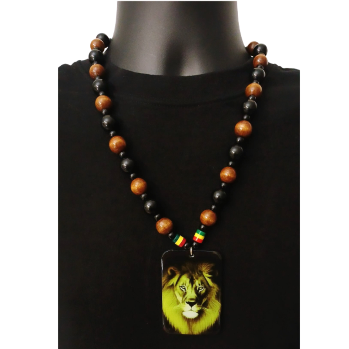 Lion wooded bead necklace for men