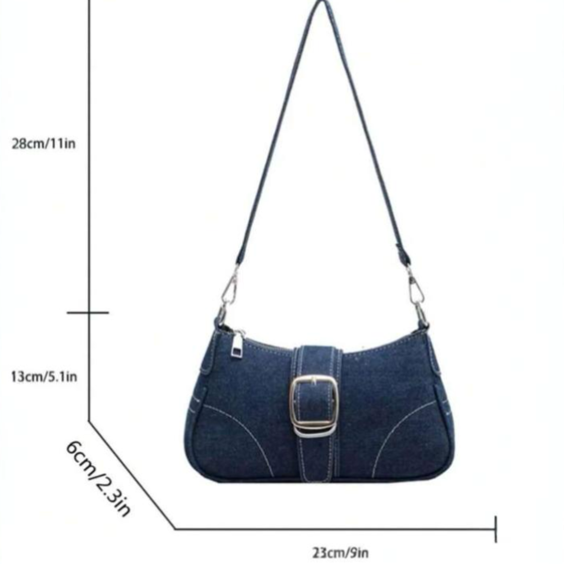 Casual denim shoulder bag chain strap