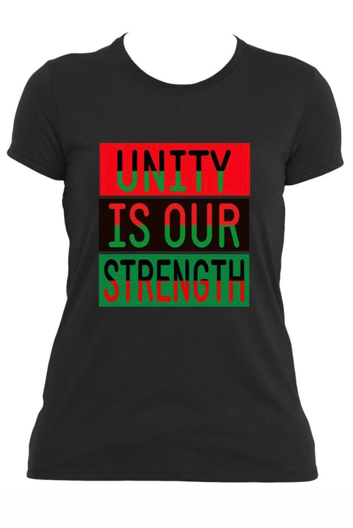 UNITY IS OUR STRENGTH BLACK T-SHIRT FOR WOMEN