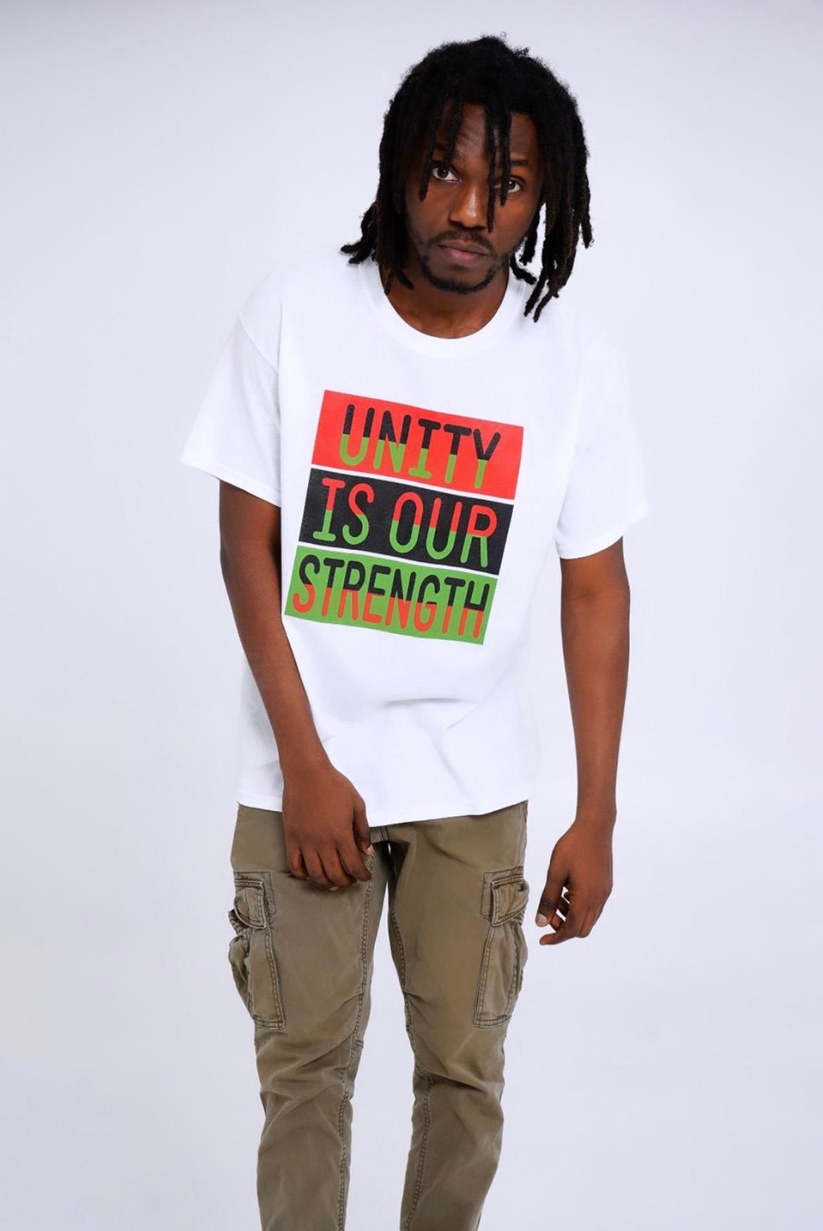 UNITY IS OUR STRENGTH WHITE T-SHIRT FOR MEN