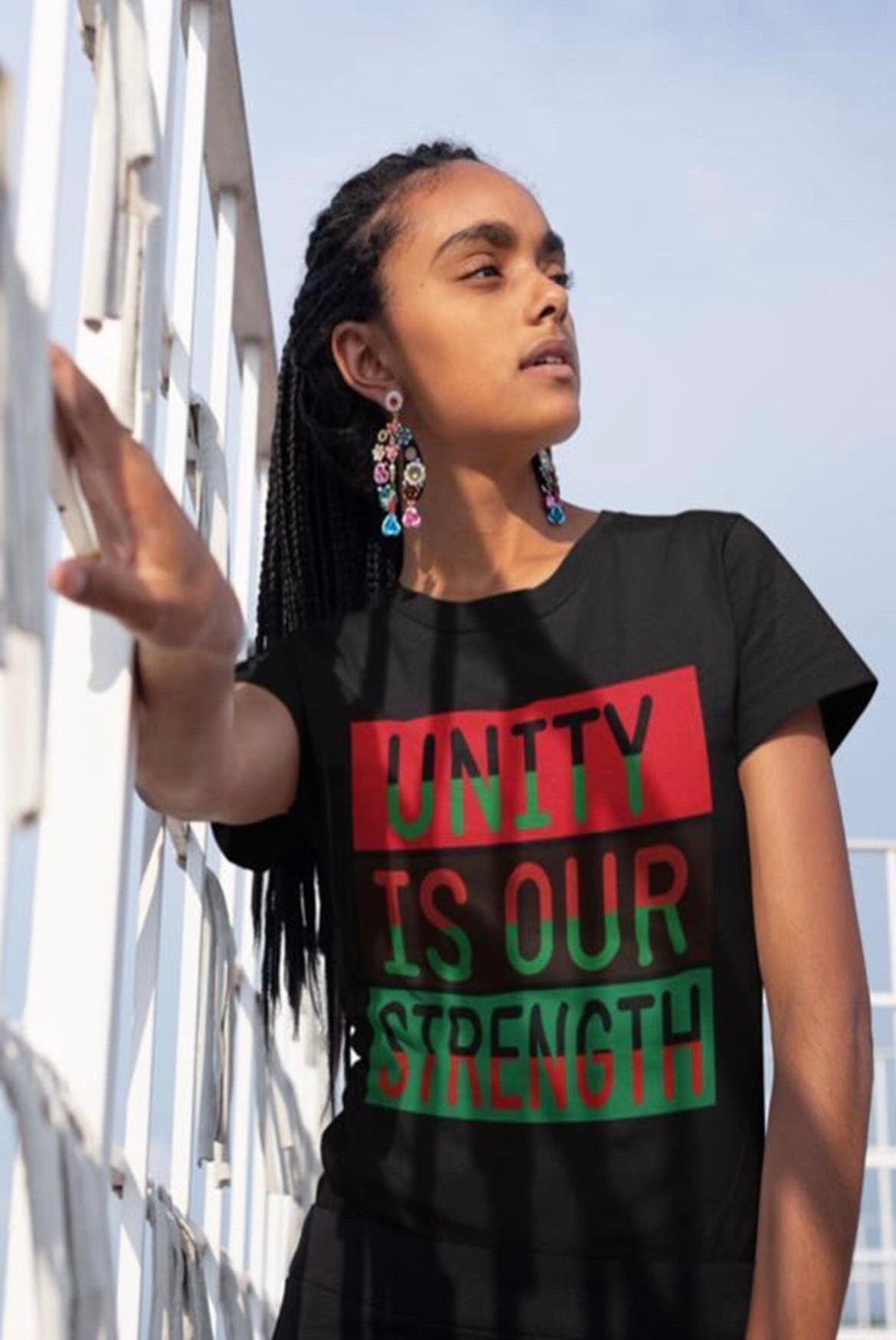 UNITY IS OUR STRENGTH BLACK T-SHIRT FOR WOMEN